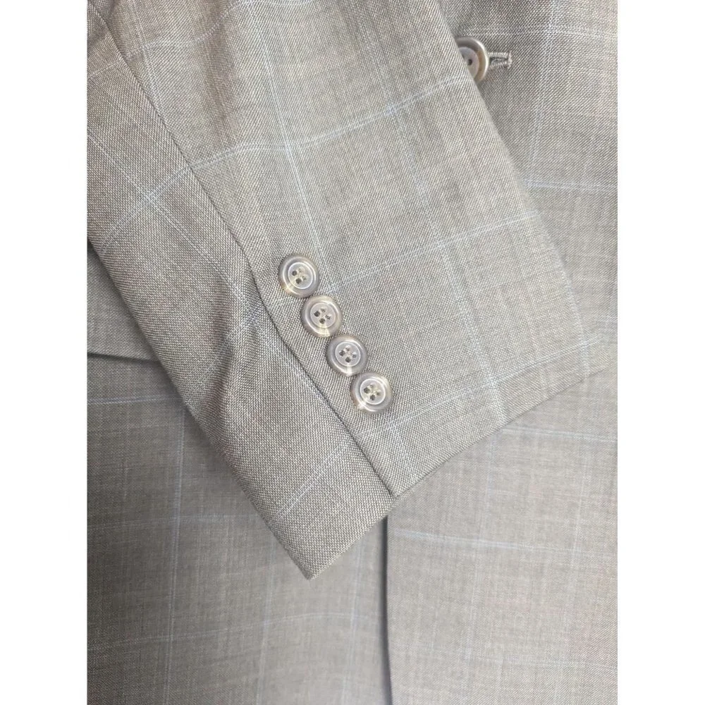 Lauren Ralph Lauren 100% Wool Men's Brown Blue Plaid Sport Jacket Blazer 42R
